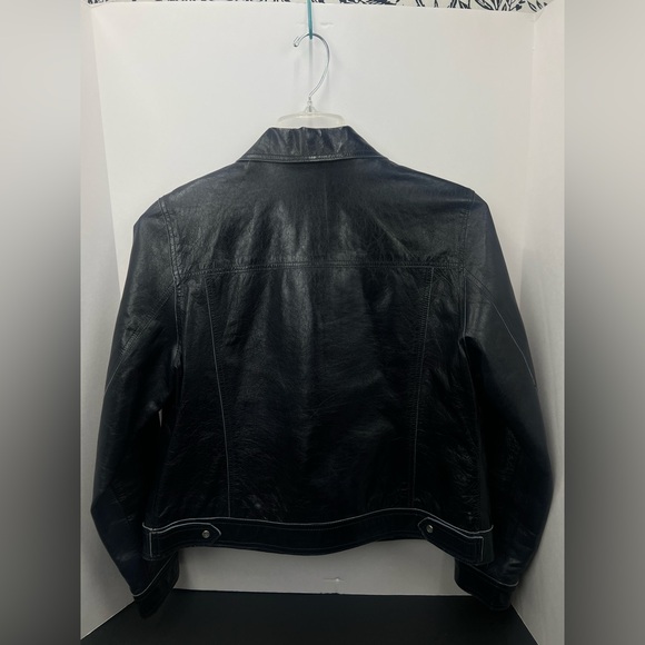 Wilsons Maxima Blue 100% Leather Cafe Racer Style Jacket Womens - Picture 6 of 9